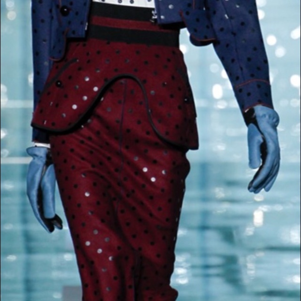 WANTED!!! Marc Jacobs burgundy peplum dot skirt