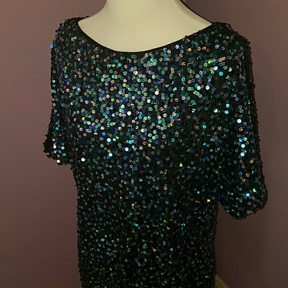 Aidan Sequined Cocktail Dress Sz 2 - Picture 3 of 6