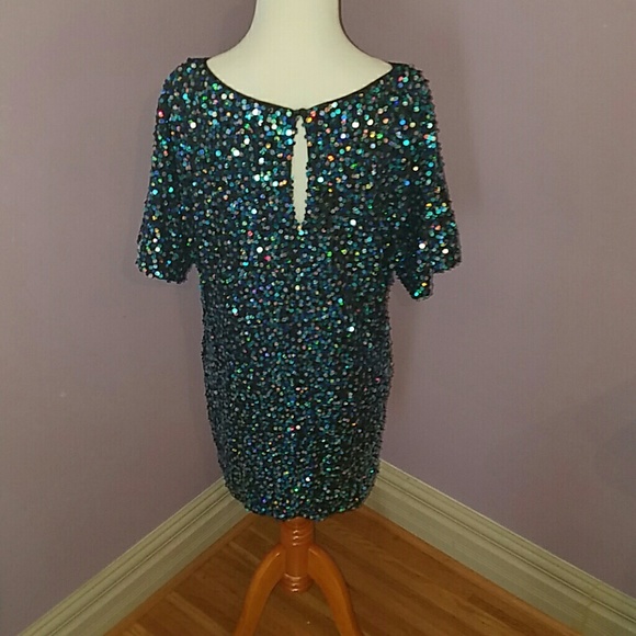 Aidan Sequined Cocktail Dress Sz 2 - Picture 5 of 6