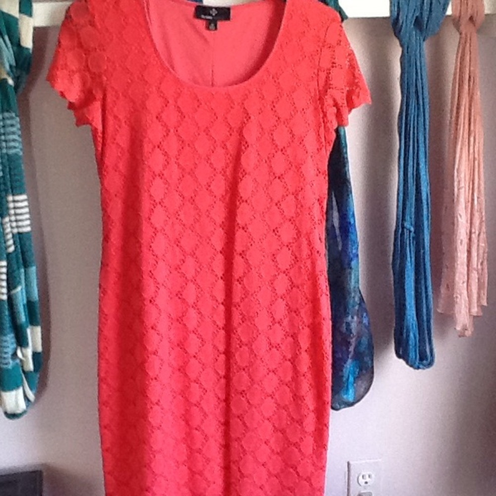 Coral lace dress