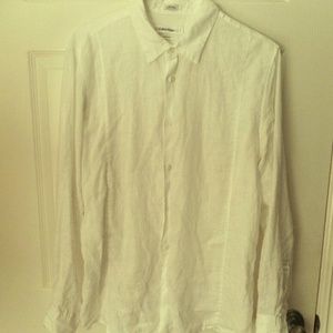 Calvin Klein White Linen Shirt - L -