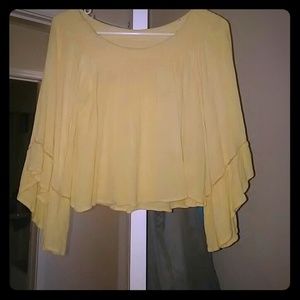 Off the shoulder Yellow flowy shirt