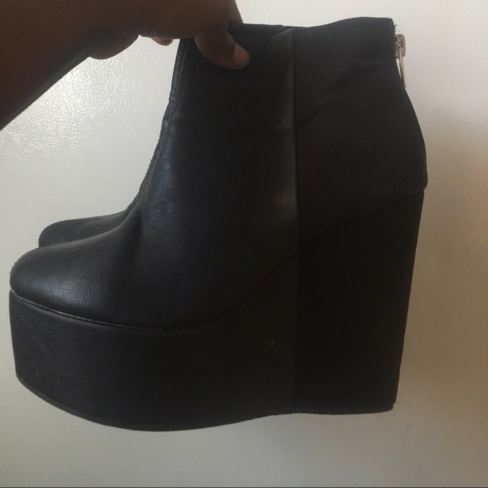 Black Wedge Booties