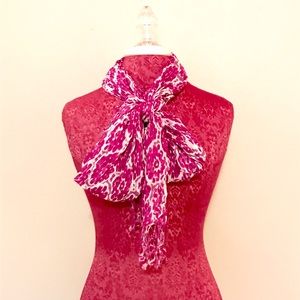Pink Patterned Scarf with Fringe - NWOT