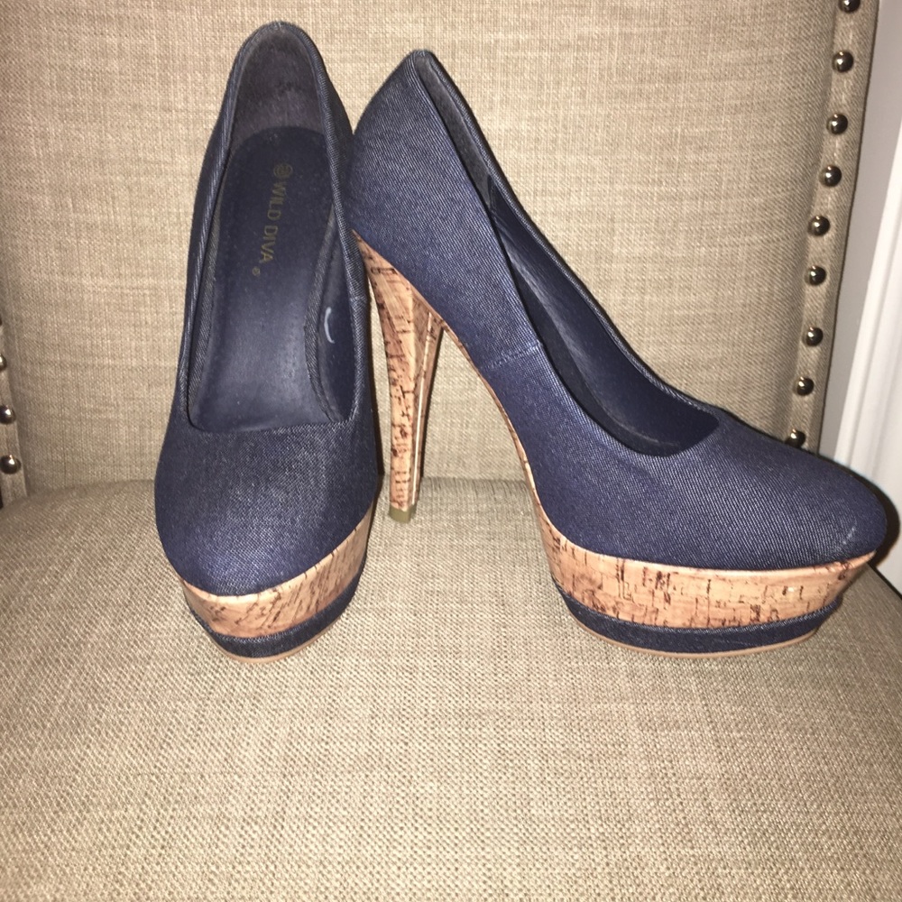 Blue jean cork heel