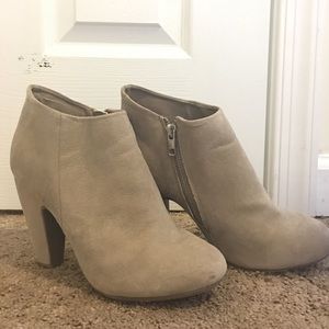 Taupe Heels Closed Toe Booties