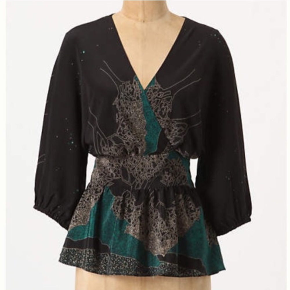 Anthropologie Maple Silk Cerulean Rising Blouse