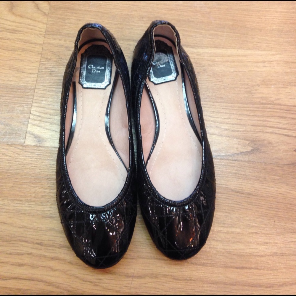 Christian Dior black Patent leather ballet flats