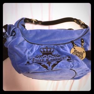 Blue velour Juicy bag with hi-lighter stain