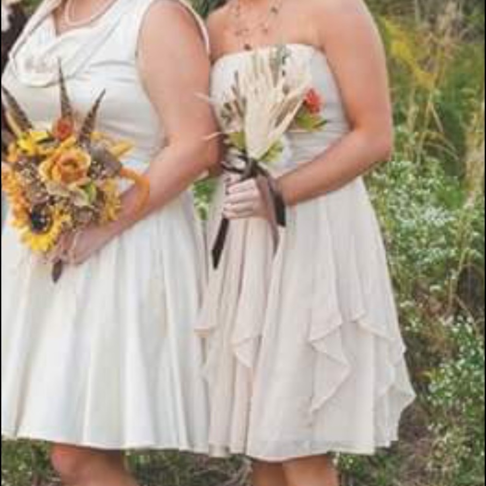 Tan bridesmaids dress