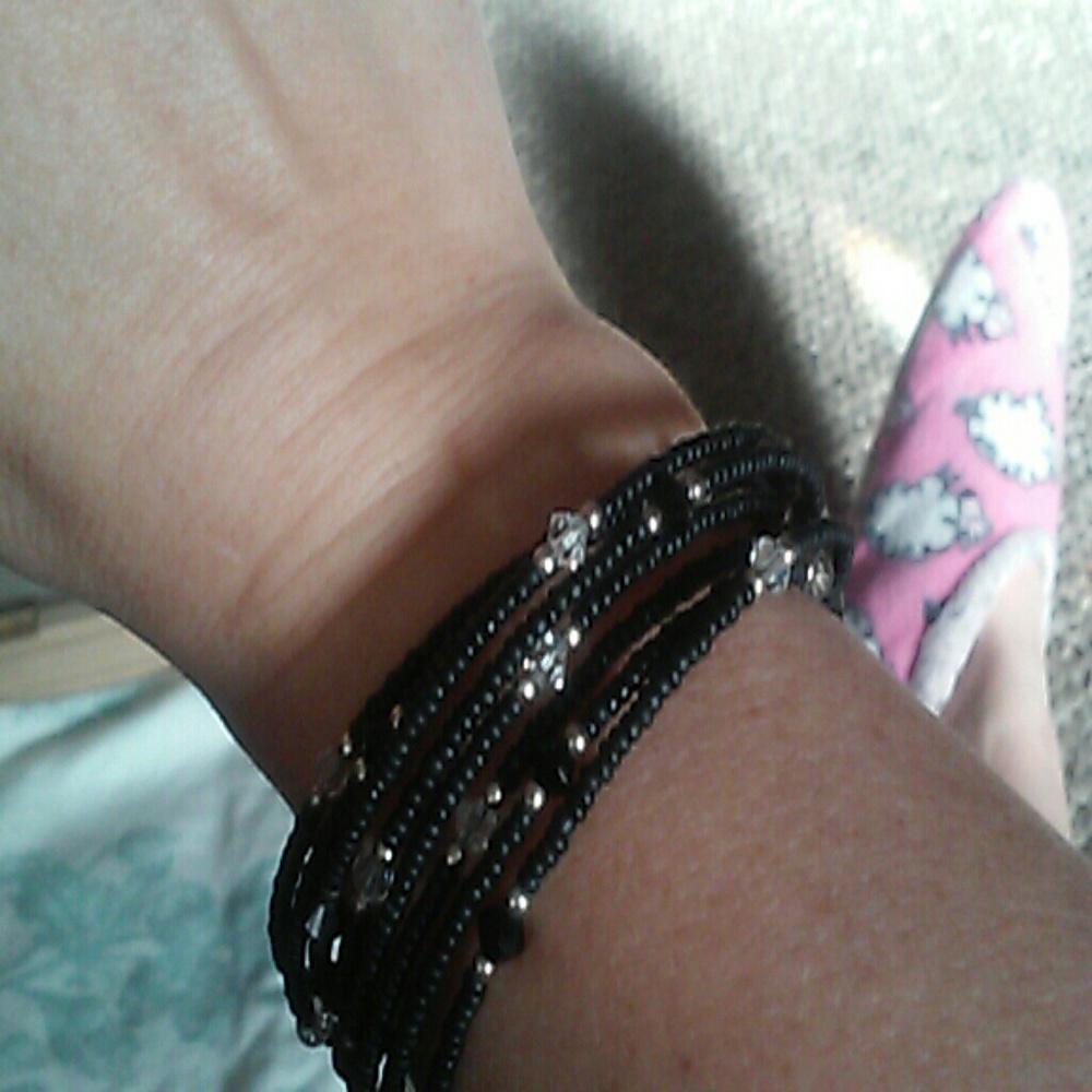 Silpada black beaded wrap bracelet