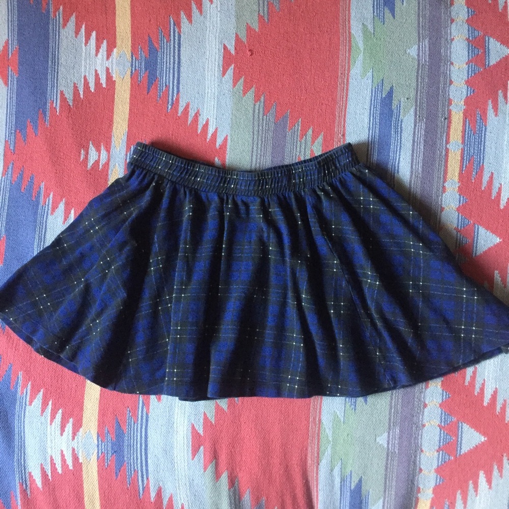 Zara Blue Tartan Plaid Skater Skirt