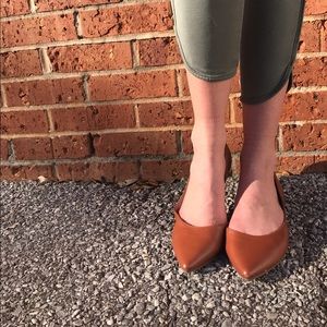 Pointy Faux Leather Brown Flats