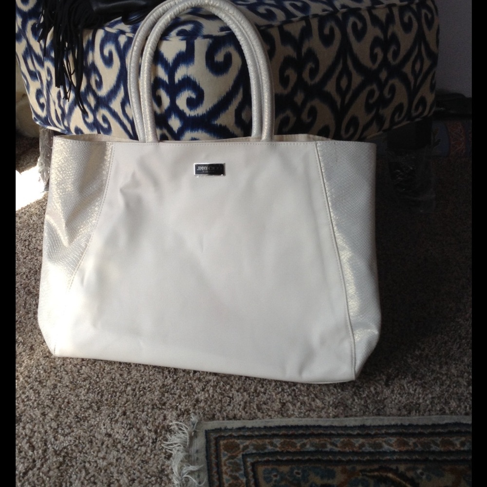 Cream and gold snake skin bag