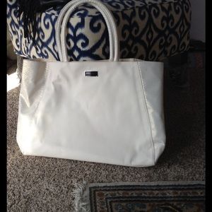 Cream and gold snake skin bag