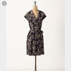 Anthropologie Maeve Silk Winter Tree Shirt Dress