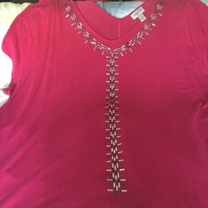Dark pink blouse with silver detai