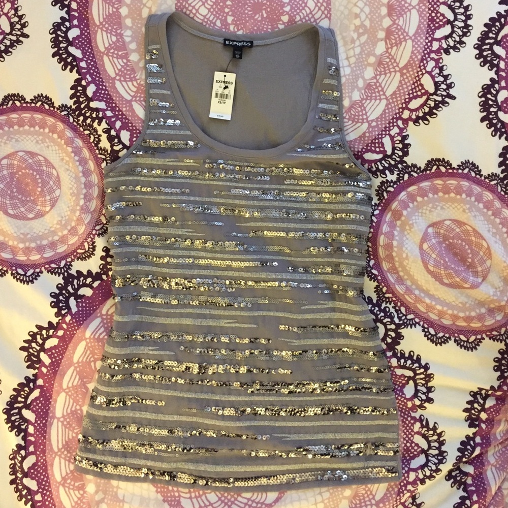 Express XS gray sequin tank top