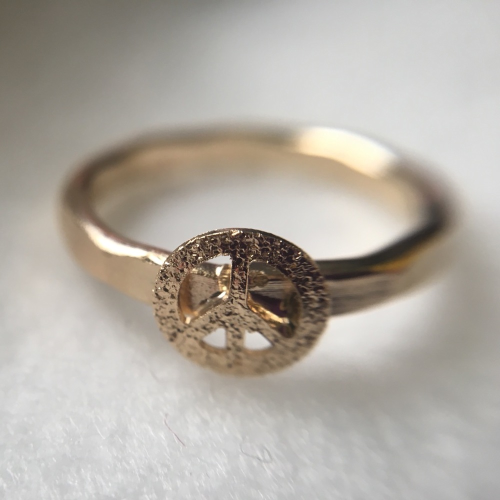 Gold PEACE sign Ring - Picture 2 of 2