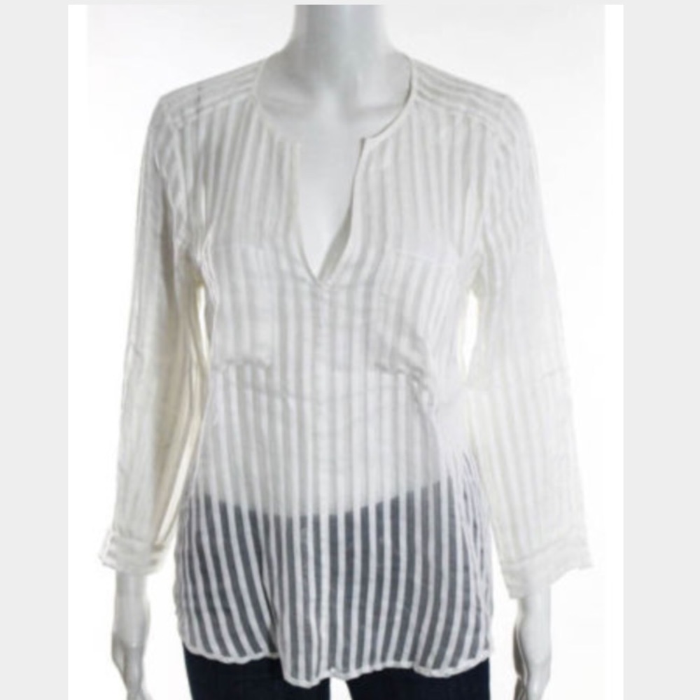 Joie White Xs sheer stripe top