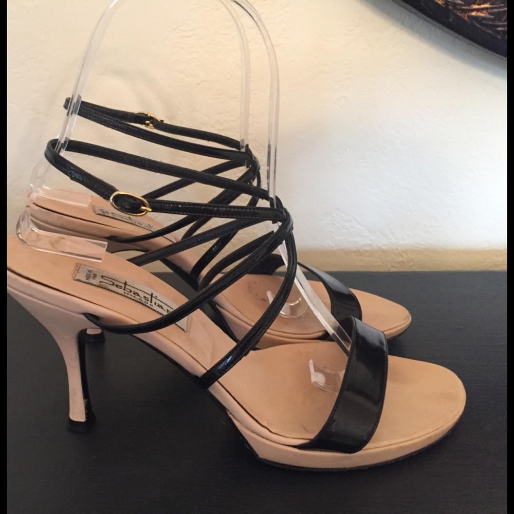 Sebastian Milano Black Patent Sandals