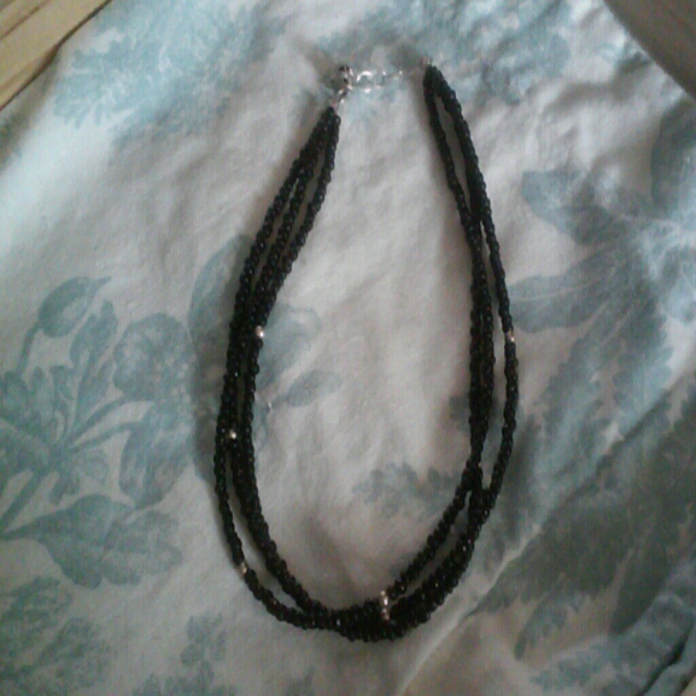 Silpada 3 Strand black beaded necklace