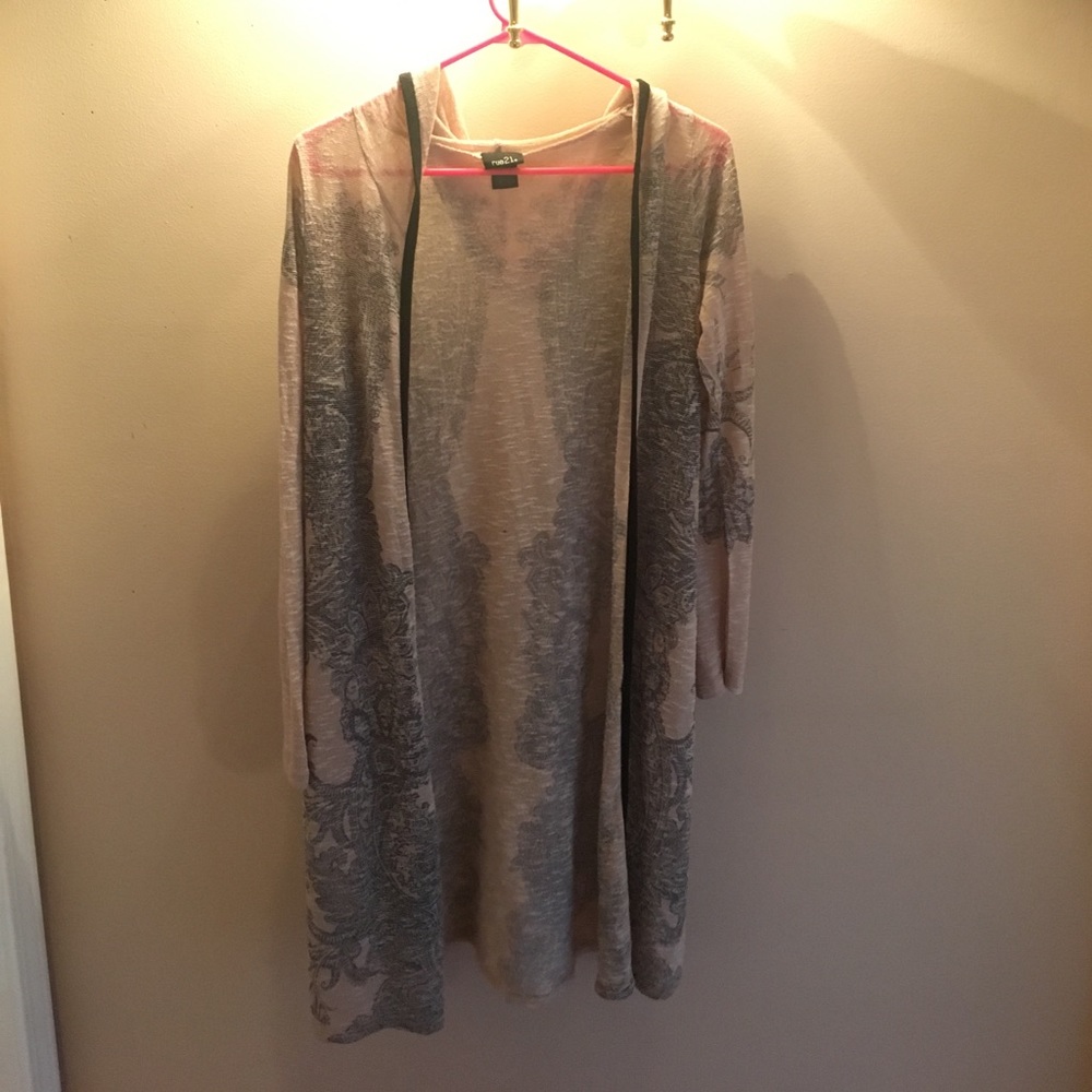 Long hooded cardigan barely worn