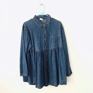 DENIM SHIRT DRESS - THRIFTED (LARGE)