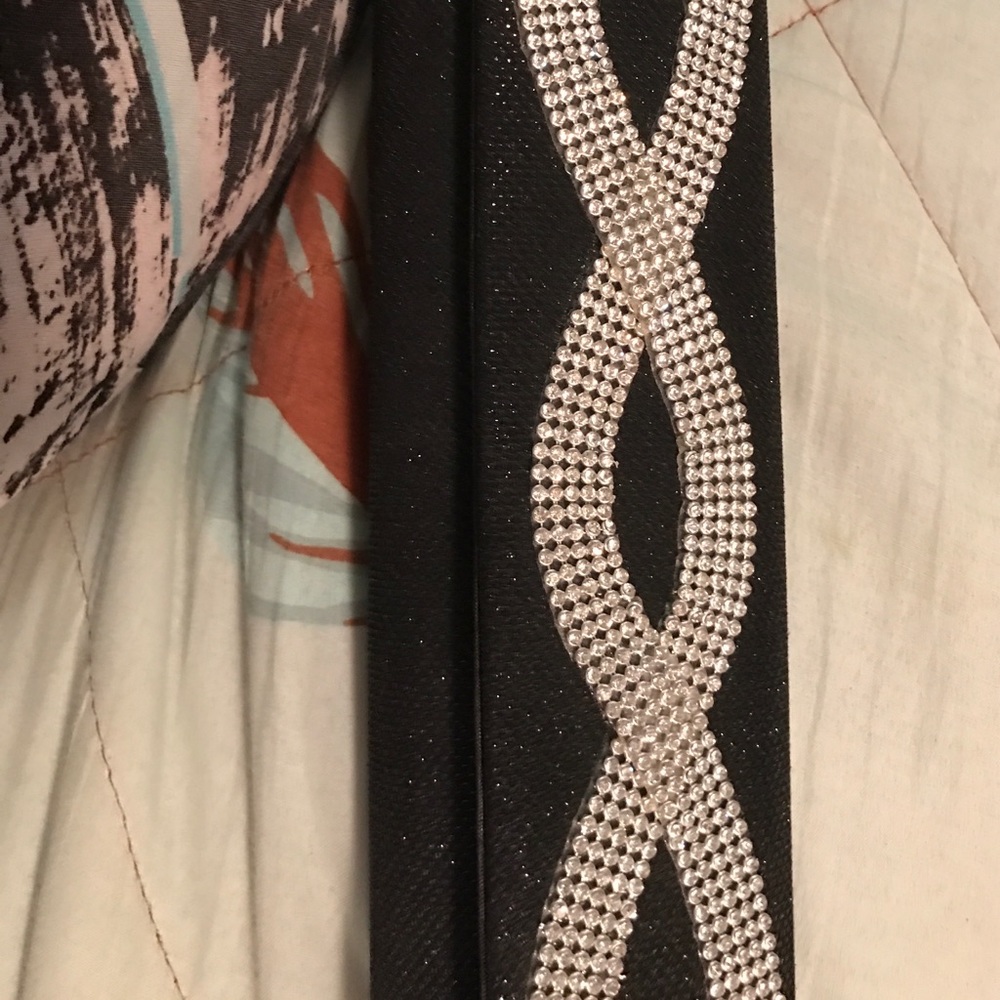 Black clutch with rhinestones