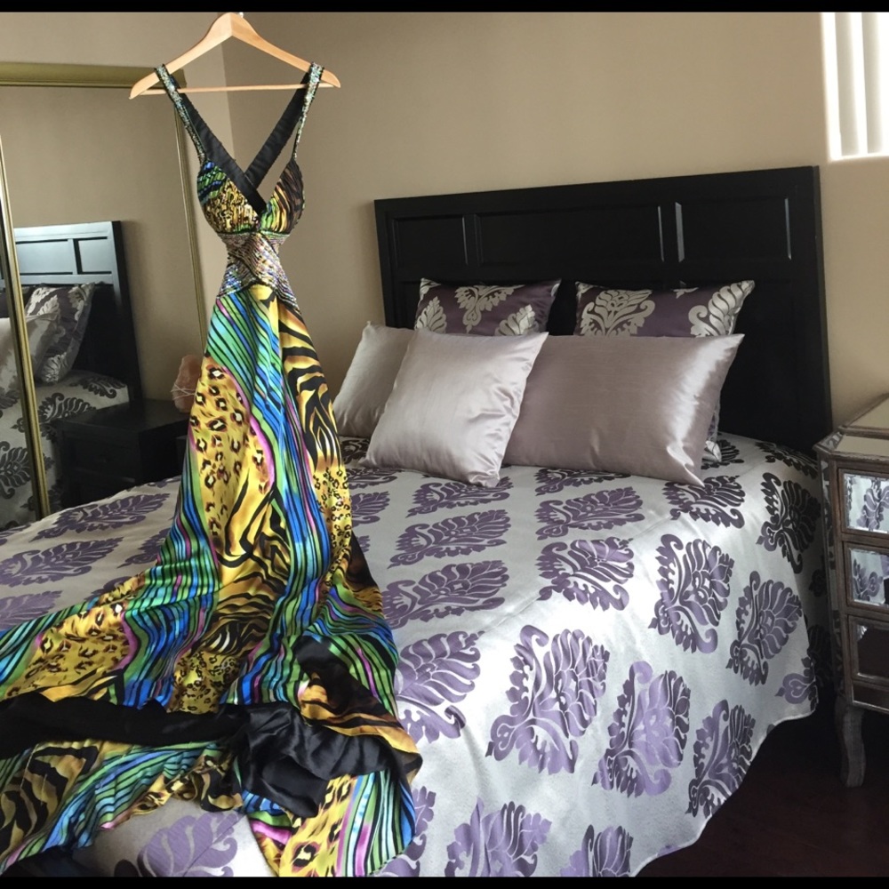 Glorious peacock silk dress