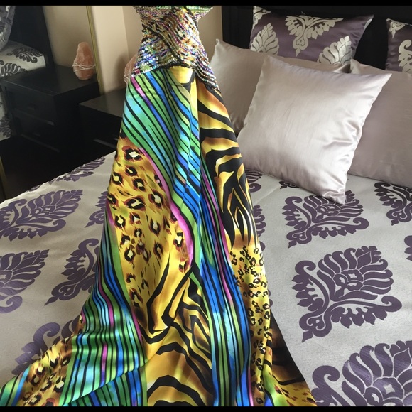 Glorious peacock silk dress - Picture 5 of 8