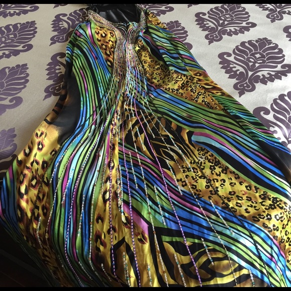 Glorious peacock silk dress - Picture 3 of 8