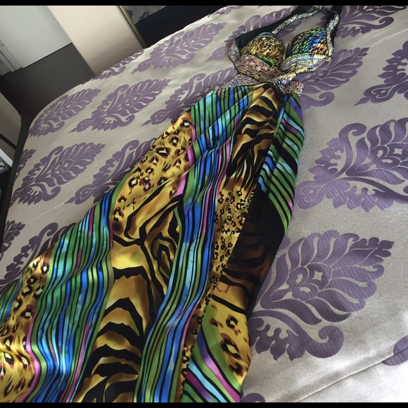 Glorious peacock silk dress - Picture 2 of 8