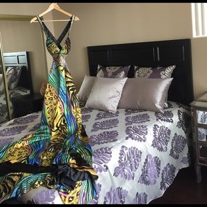 Glorious peacock silk dress