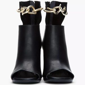 SOLD RICK OWENS Black Leather Chain Peron Wedges