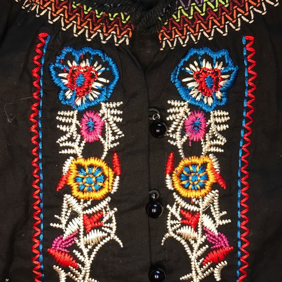 Authentic Mexican Boho Embroidered Colorful Top - Picture 3 of 7