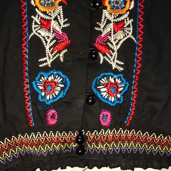 Authentic Mexican Boho Embroidered Colorful Top - Picture 7 of 7