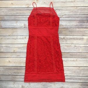 Topshop Red lace mini dress. Size 0P