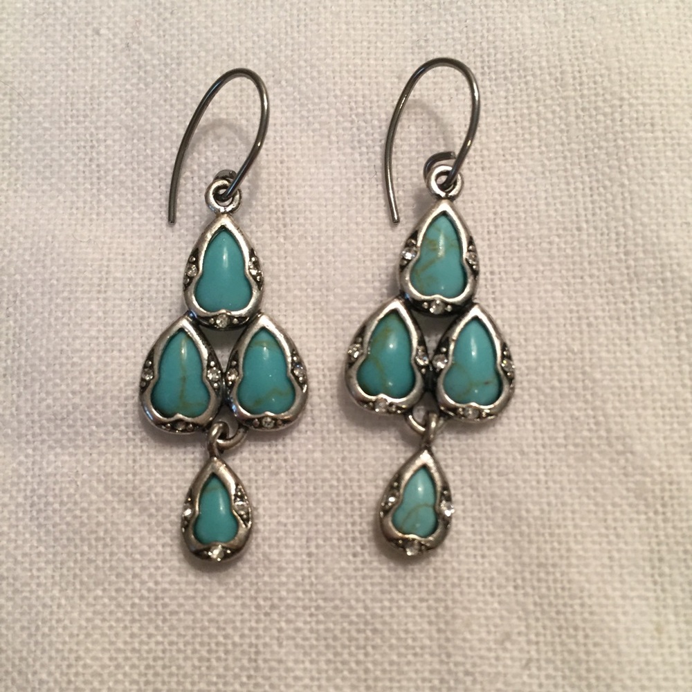 Fossil (I think) Turquoise Chandelier Earrings