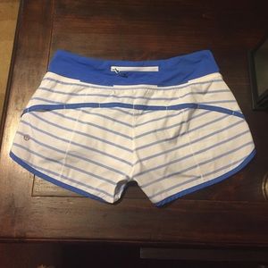 Blue striped lululemon speed shorts