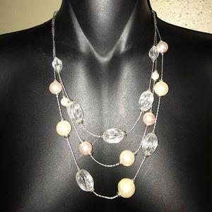 Pearl and Clear Beaded Necklace
