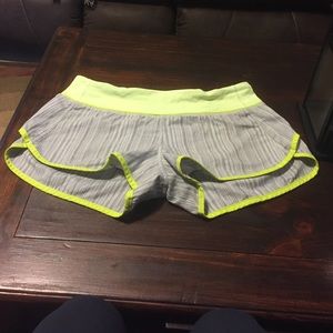 Lime green and gray lululemon speed shorts