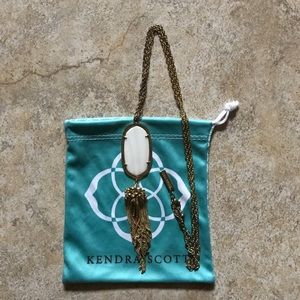 Rayne Stone Tassel Pendant Necklace in White/Ivory