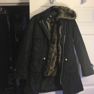 Fur lined coat