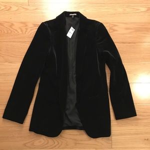 Black Velvet Boyfriend-Fit Blazer