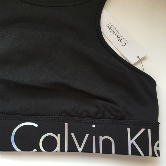 CK Black Holographic Logo Sports Bra - Picture 2 of 6