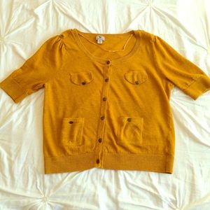 Mustard Short Elbow Sleeve Sweater - XL
