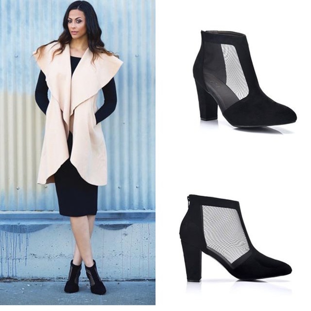 Black mesh booties