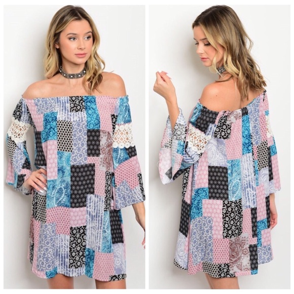 Boutique Dresses & Skirts - ❗️CLEARANCE❗️Patchwork Off Shoulder Dress S M L
