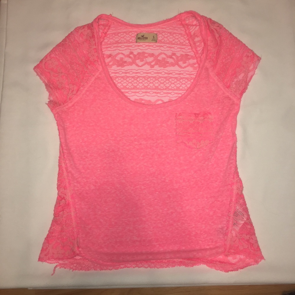 Hawt pink Hollister shirt Sz S ❤️💙💚